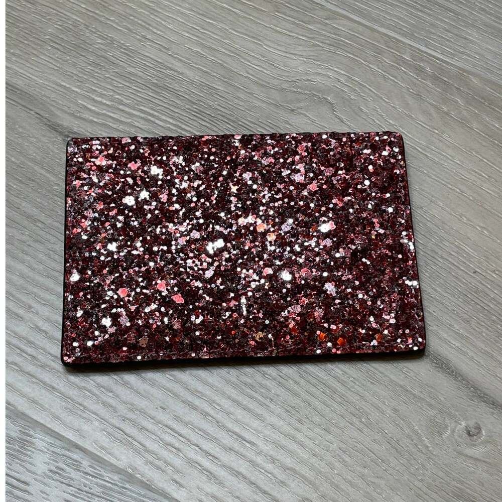 Kate Spade Greta Court Graham Dusty Peony Glitter Card Holder Wallet
